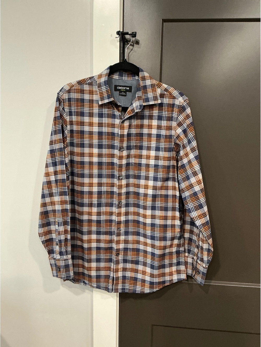 Claiborne stretch Men's Stretch Plaid Button-Up Shirt Small